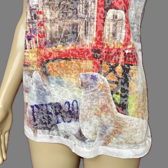 Iconic San Francisco Landmarks Golden Gate Allover Fitted Tee XL - Picture 3 of 7